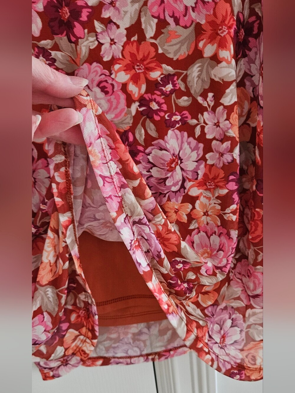Sage The Label Floral Long-Sleeve Pink & Orange Dress - Picture 5 of 7